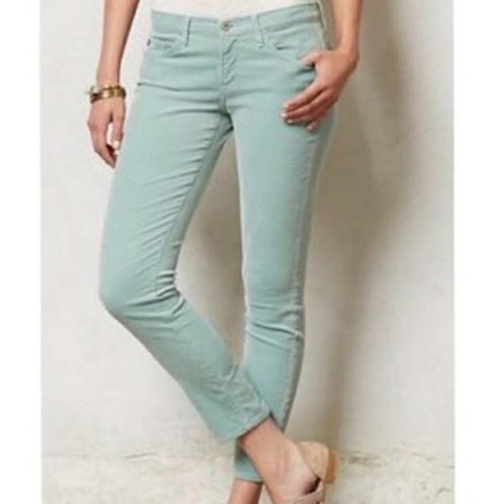 Ag Jeans Mint Green Stevie Slim Corduroys 26R